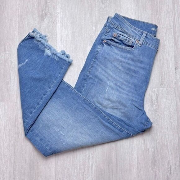 INC Women's High Waist Distressed Straight Leg Jeans 14/32 - Picture 1 of 5